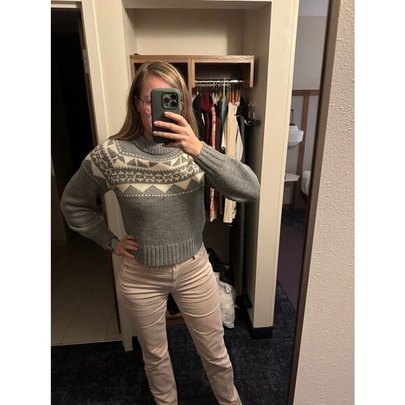 MARISSA WEBB Gray Geometric Knit Wool Blend Crewneck Nordic Sweater size Medium - Picture 11 of 11